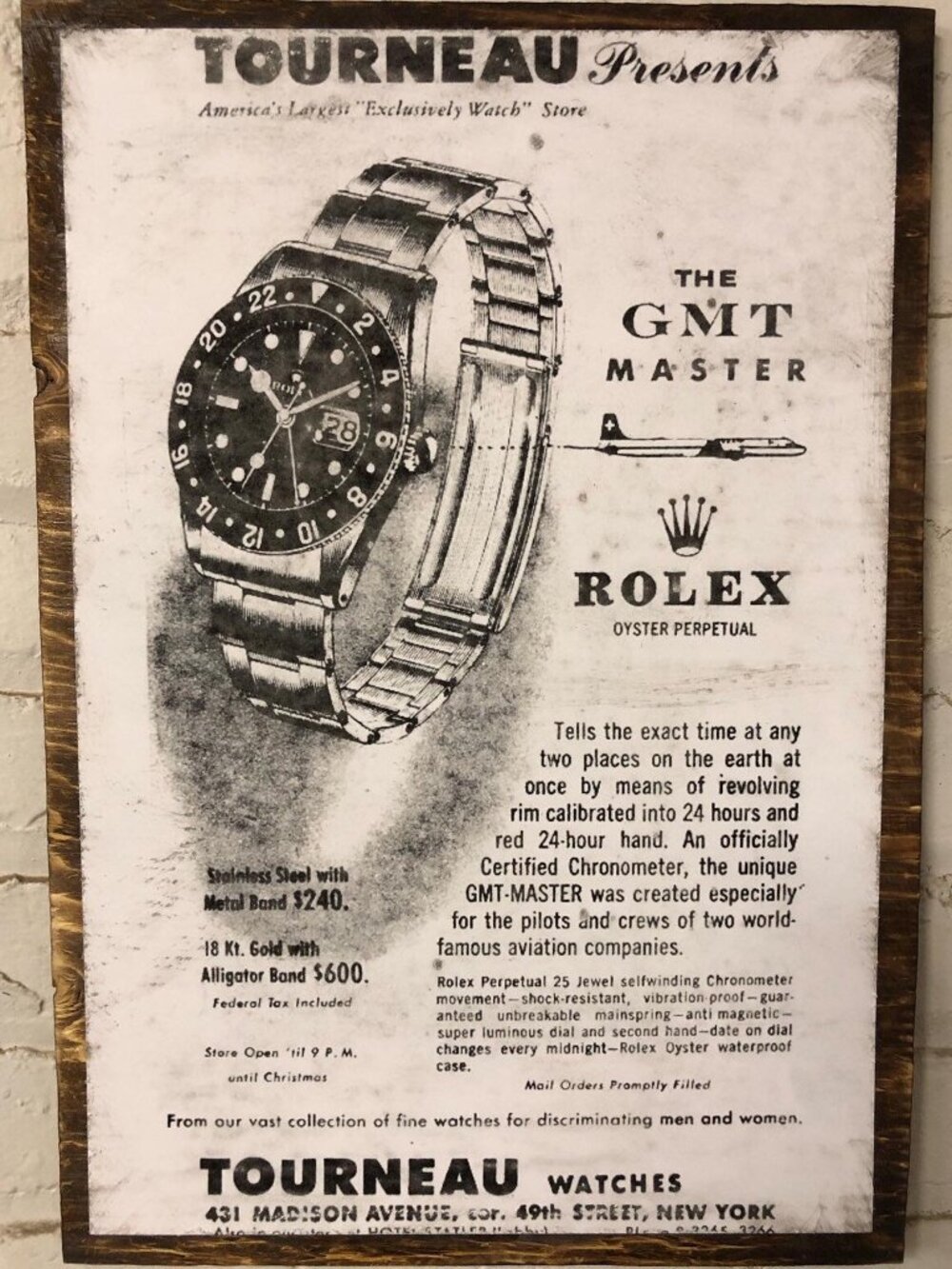 GMT Master 6542 Tourneau Vintage advertisement art piece 369mafia
